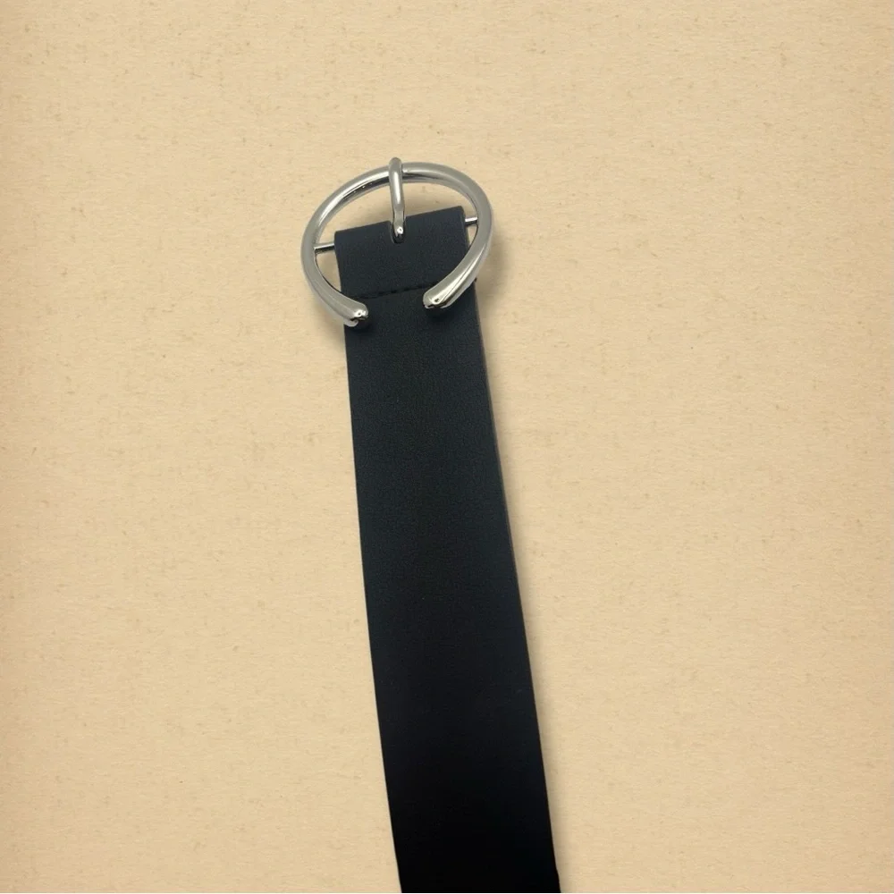 Linea Pelle LP Blue Women's Black Belt Silver Buckle - XL